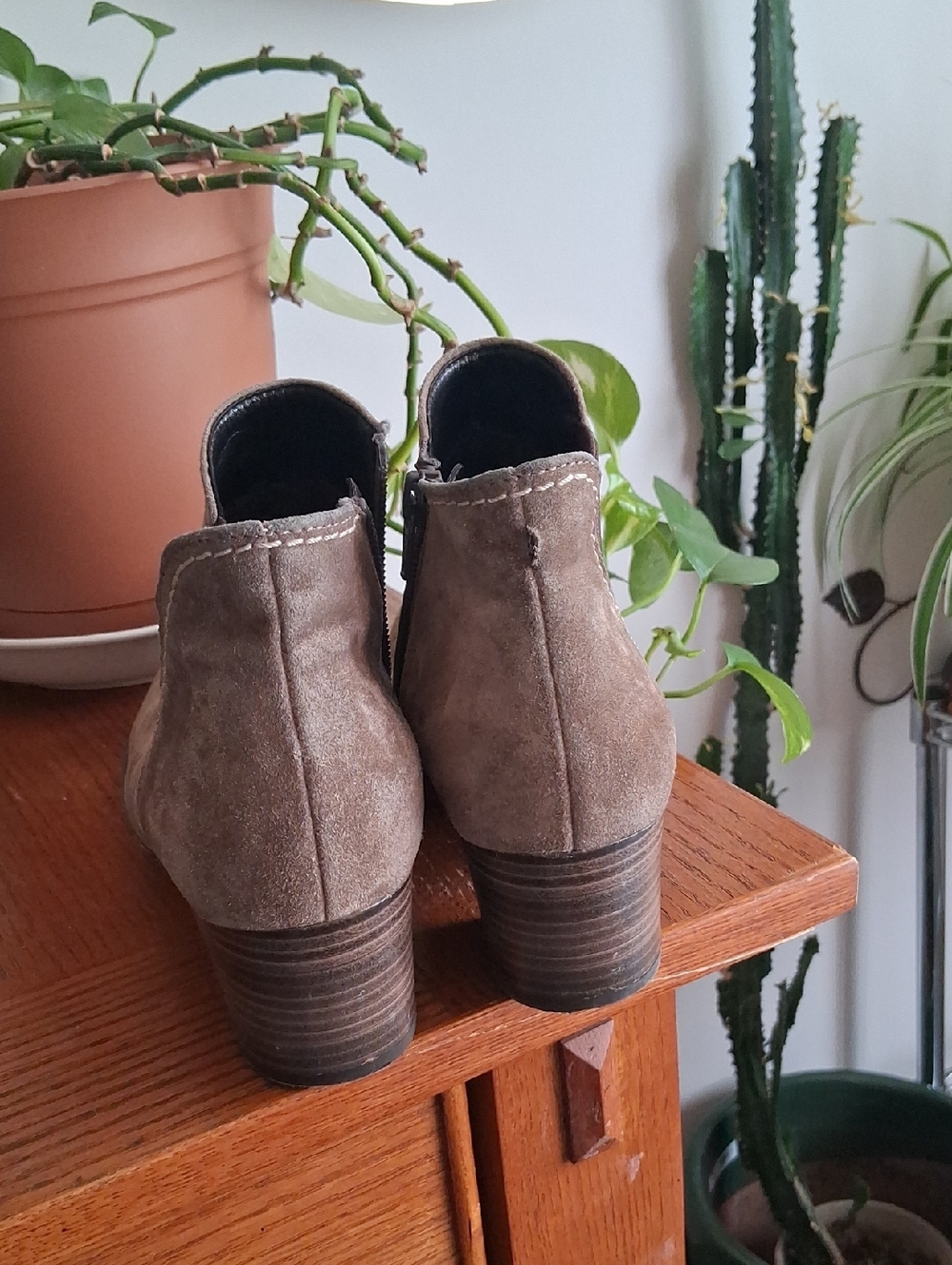 Gabor Lilia Chelsea Taupe Suede Ankle Booties with Low Stacked Heel - Picture 3 of 7